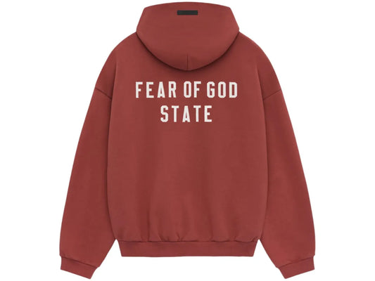 Fear of God Essentials Heavy Fleece Fullzip Hoodie Crimson