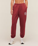 Strength and Fitness Crest Graphic Joggers oversized fit Athletic Burgundy