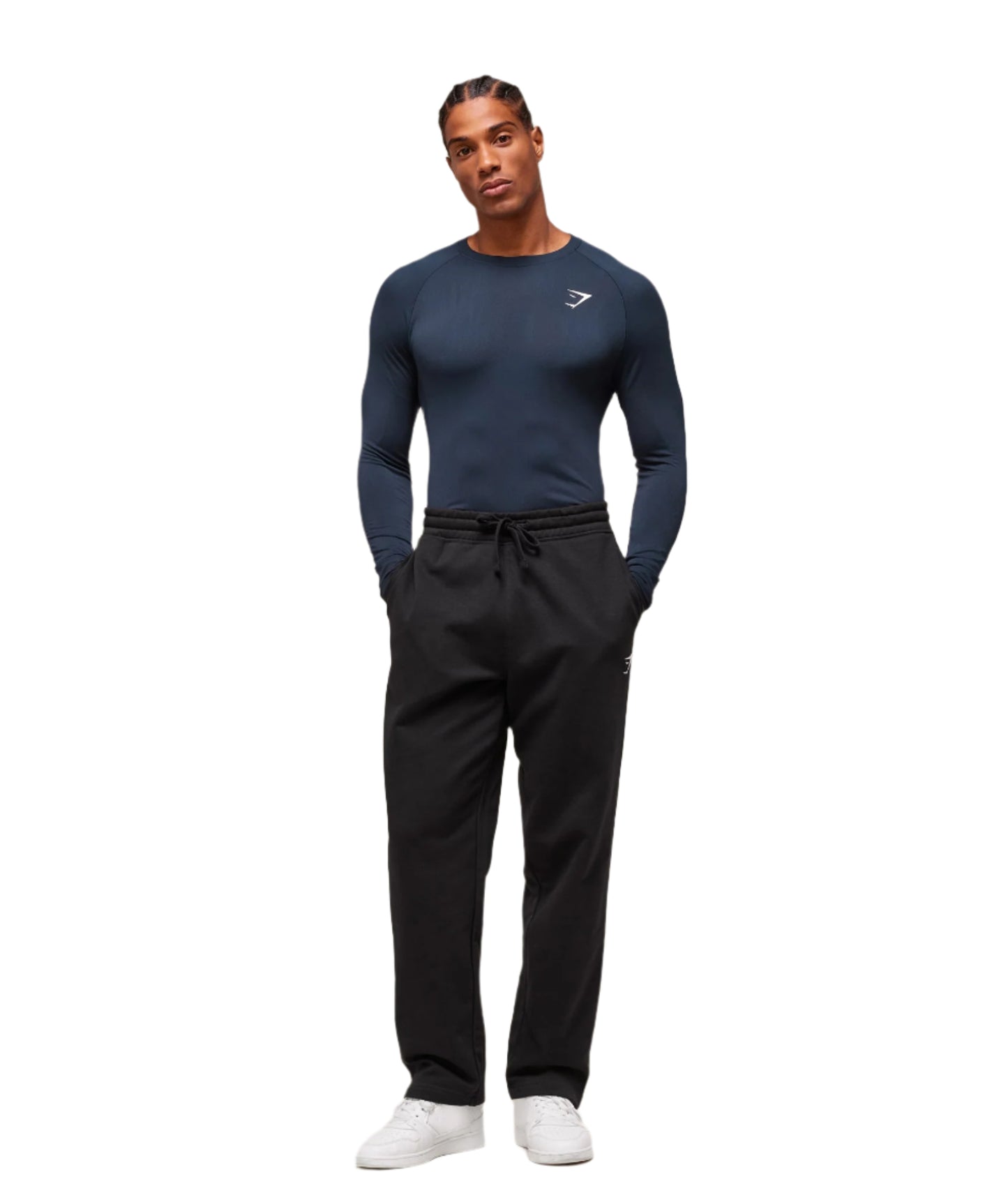 Gymshark Geo Seamless Long Sleeve T-Shirt - Navy/Heavy Blue