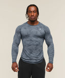 Geo Seamless Long Sleeve T-Shirt slim fit White/Light Grey