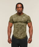 Geo Seamless T-Shirt Canvas Green/Chalk Beige
