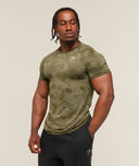 Geo Seamless T-Shirt Canvas Green/Chalk Beige