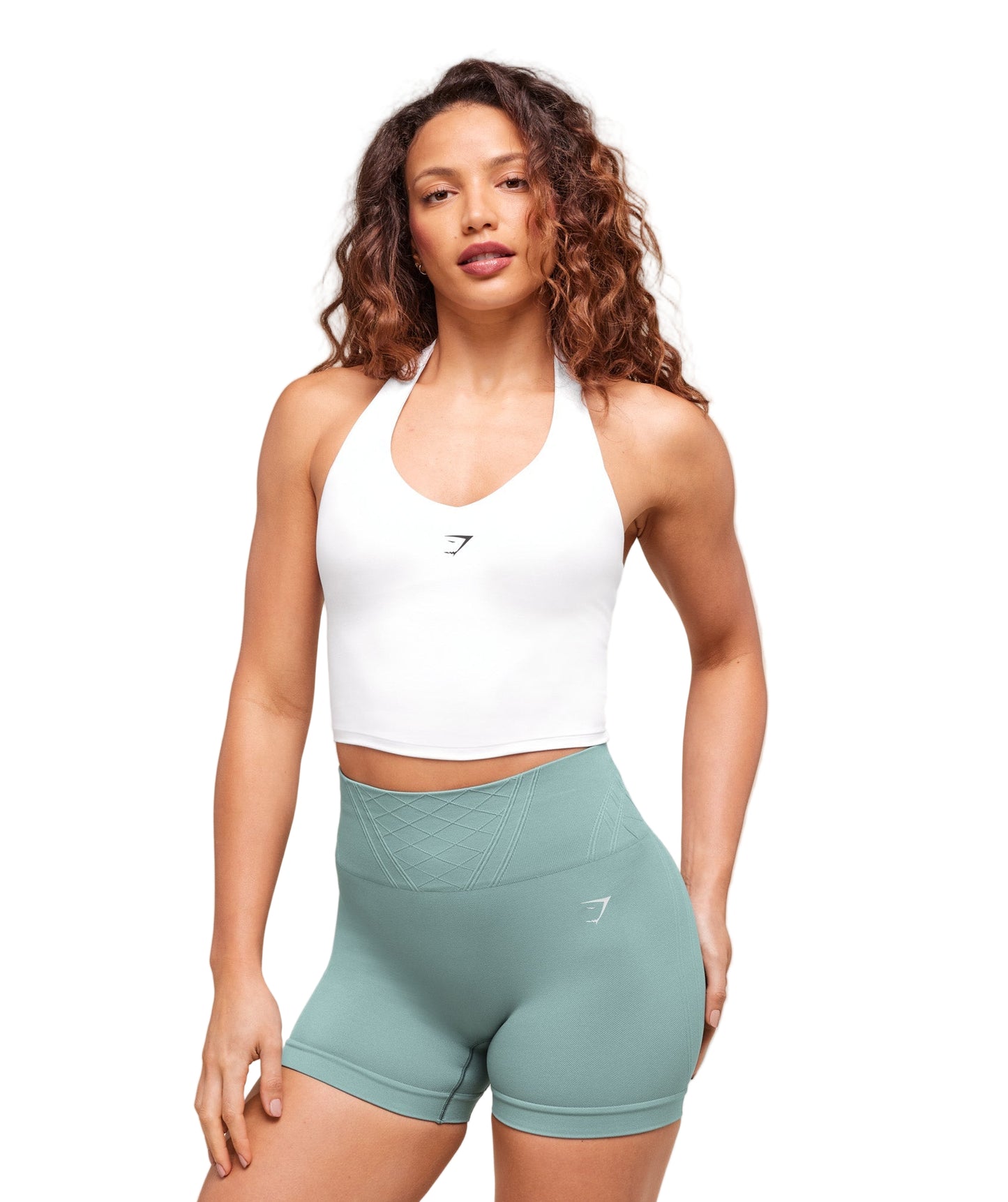 Halter Neck Cami with Shelf White