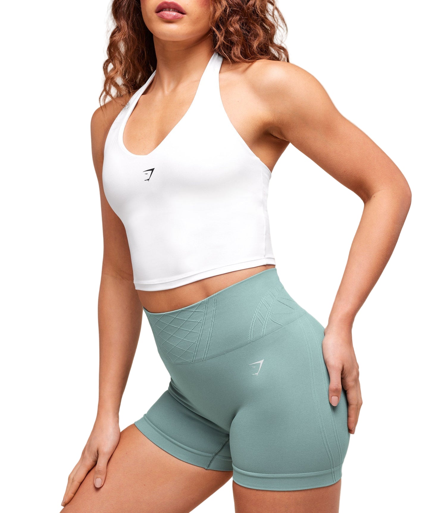 Halter Neck Cami with Shelf White
