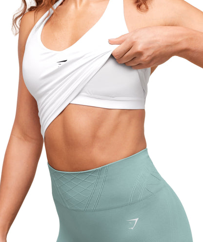 Halter Neck Cami with Shelf White