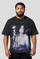 4318 - NARUTO DISTRESSED TEES BLACK/WHITE