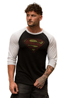 8072 - Superman 3/4 Raglan Shirts Black/White