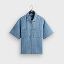 Kith Textured Indigo Paxton Zip Front Shirt - Light Indigo