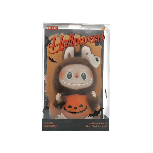Pop Mart Labubu Happy Halloween Party Series-Sitting Pumpkin Vinyl Plush Pendant