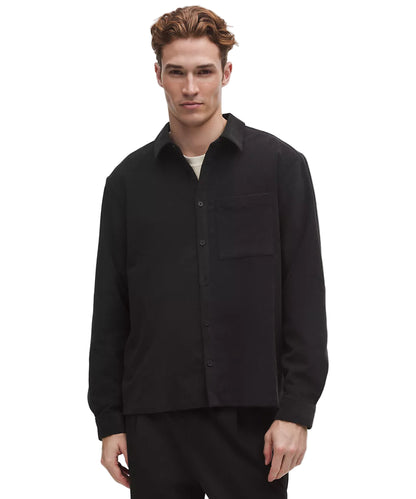 Corduroy Relaxed-Fit Long-Sleeve Button-Up Shirt Black