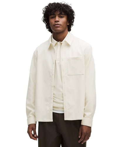Corduroy Relaxed-Fit Long-Sleeve Button-Up Shirt Light Ivory