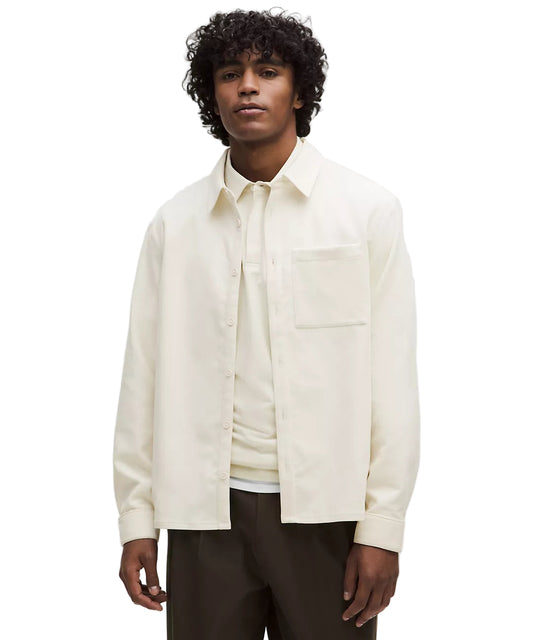 Corduroy Relaxed-Fit Long-Sleeve Button-Up Shirt Light Ivory