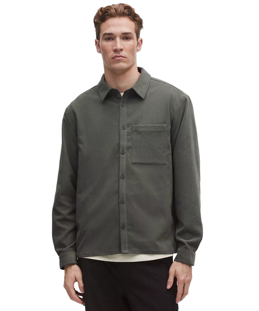 Corduroy Relaxed-Fit Long-Sleeve Button-Up Shirt Palm Deco