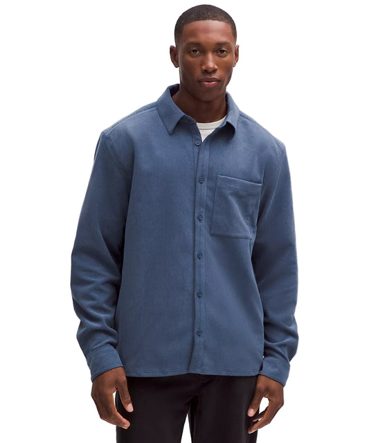 Corduroy Relaxed-Fit Long-Sleeve Button-Up Shirt Blue Twill