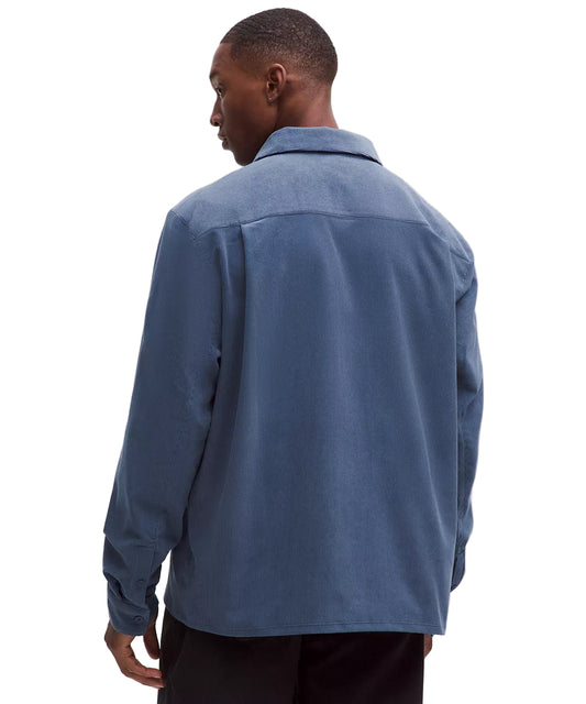 Corduroy Relaxed-Fit Long-Sleeve Button-Up Shirt Blue Twill