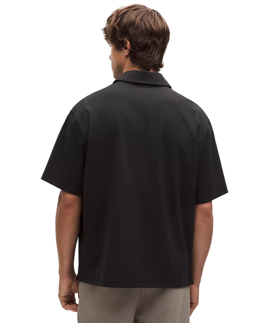 Daydrift Oversized Zip-Neck Polo Shirt Black