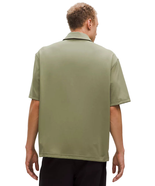 Daydrift Oversized Zip-Neck Polo Shirt Bay Leaf