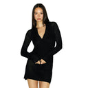 Sheer Knit LONG SLEEVE HENLEY Onyx