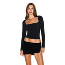 Cotton Jersey SCOOP NECK LONG SLEEVE TOP Soot