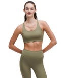 Nulux Strappy-Back Sports Bra Medium Support Bay Leaf