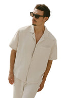 Linen Days Short Sleeve Button Up Bone