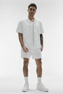Linen Days Short Sleeve Button Up White