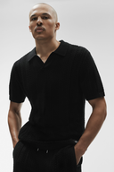Coastline Knit Short Sleeve Polo Black