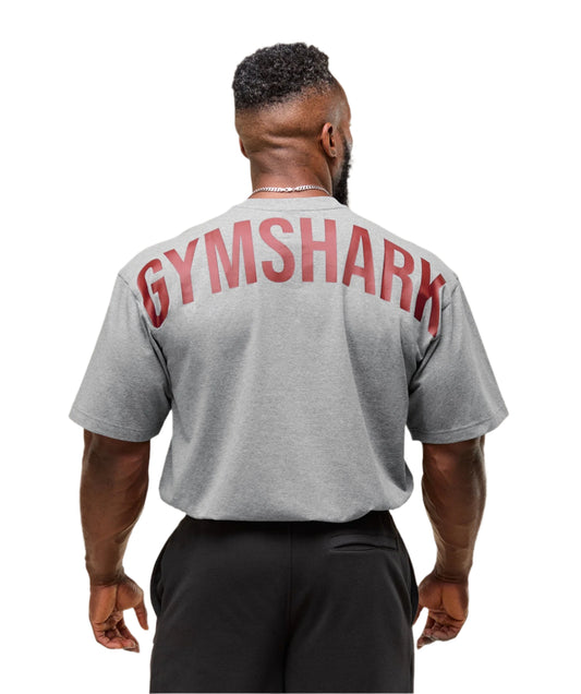 Gymshark Power T-Shirt - Charcoal Core Marl/Sets Red