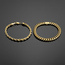 Cuban 8mm + Rope 5mm Bracelet Stack - Gold RG320+RG322