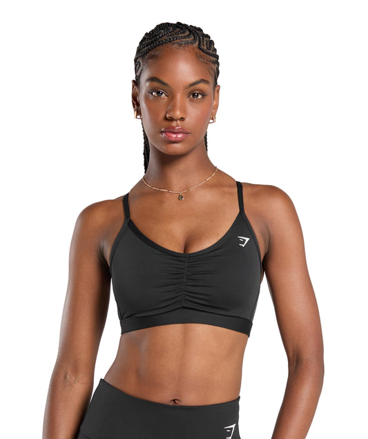 Ruched Sports Bra medium support Black