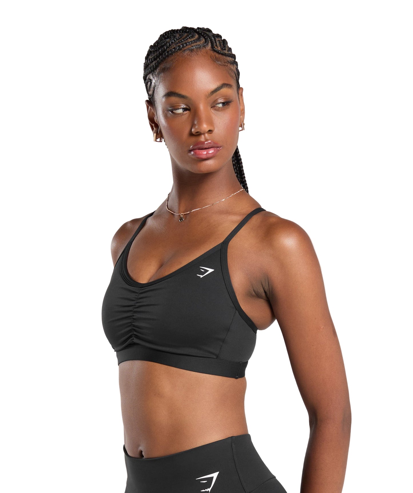 Ruched Sports Bra medium support Black