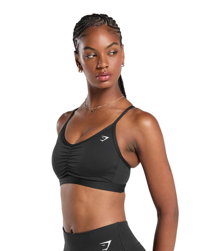 Ruched Sports Bra medium support Black