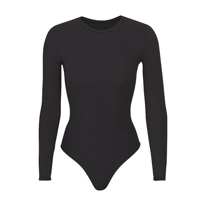 FITS EVERYBODY LONG SLEEVE CREW NECK BODYSUIT ONYX