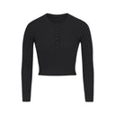 COTTON RIB LONG SLEEVE CROP HENLEY SOOT