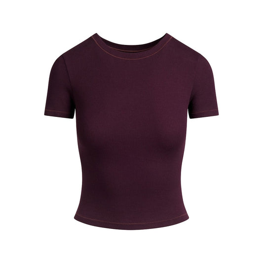 Cotton Rib T-SHIRT Currant
