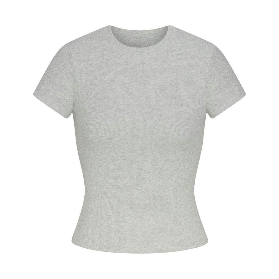 Cotton Rib T-SHIRT Light heather grey