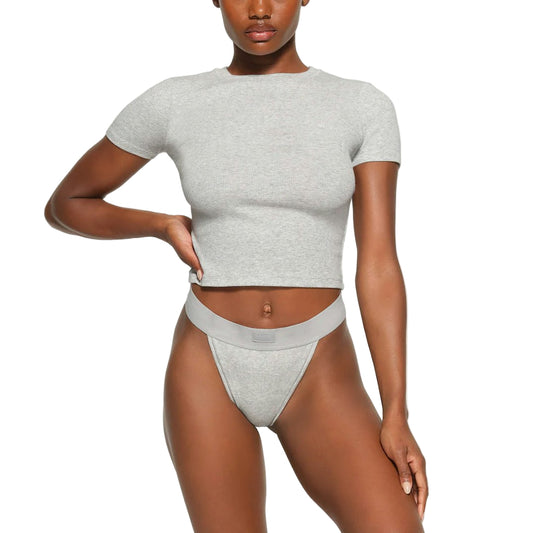 Cotton Rib T-SHIRT Light heather grey
