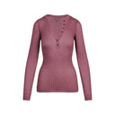 Sheer Knit LONG SLEEVE HENLEY Beet