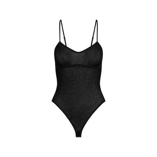 Sheer Knit CAMI BODYSUIT Onyx