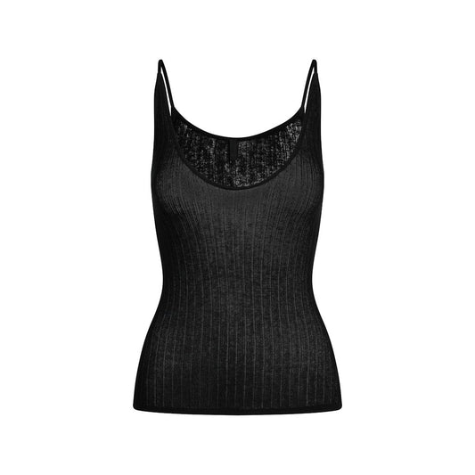 Sheer Knit PLUNGE TANK Onyx