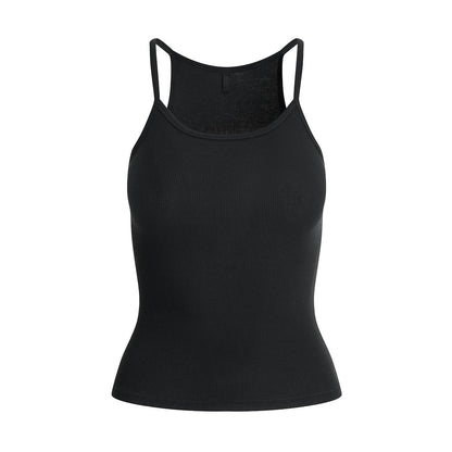 Cotton Rib LONG CAMI Soot