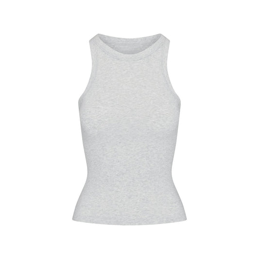 Cotton Jersey CREW NECK TANK Light heather grey