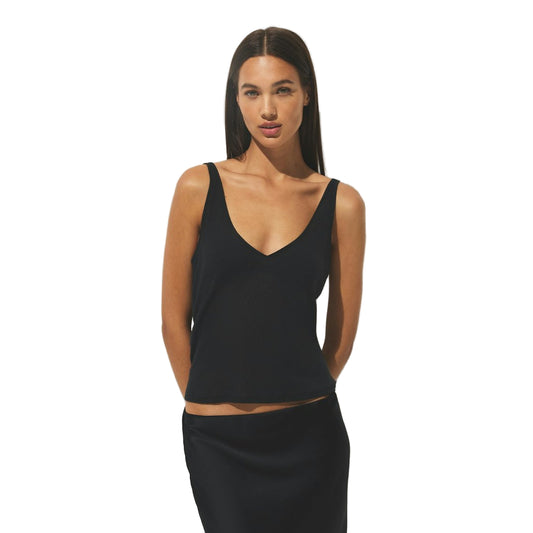 Sheer Rib V NECK TANK Soot