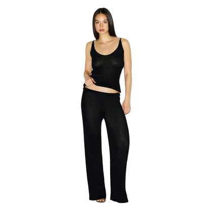 Sheer Knit PLUNGE TANK Onyx