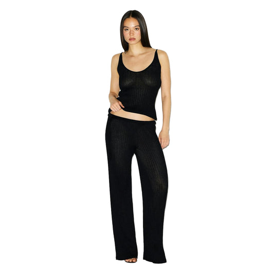 Sheer Knit PLUNGE TANK Onyx
