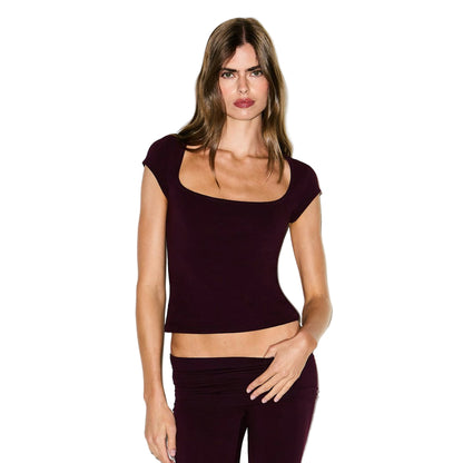 Cotton Jersey SCOOP NECK T-SHIRT Currant