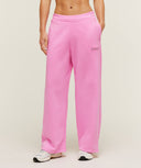Script Embroidery Wide Leg Pants oversized fit Focus Pink