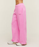 Script Embroidery Wide Leg Pants oversized fit Focus Pink