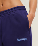 Script Embroidery Wide Leg Pants oversized fit Indigo Purple