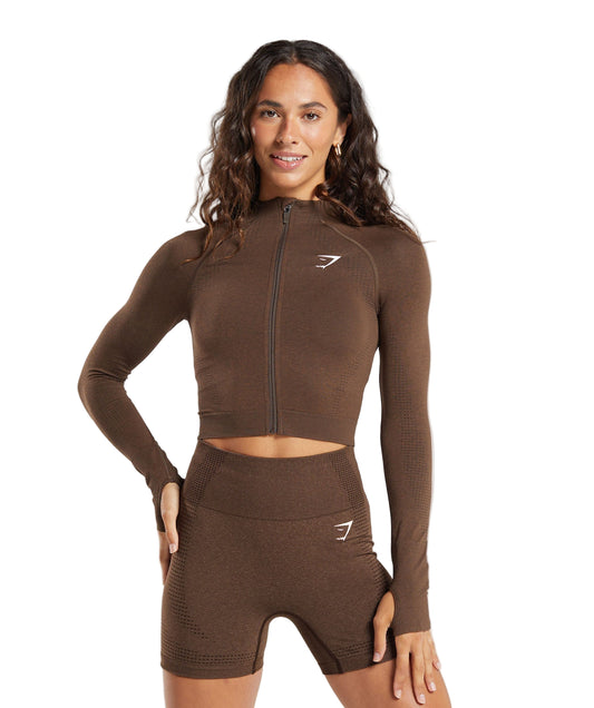 Vital Midi Zip Up Jacket Espresso Marl